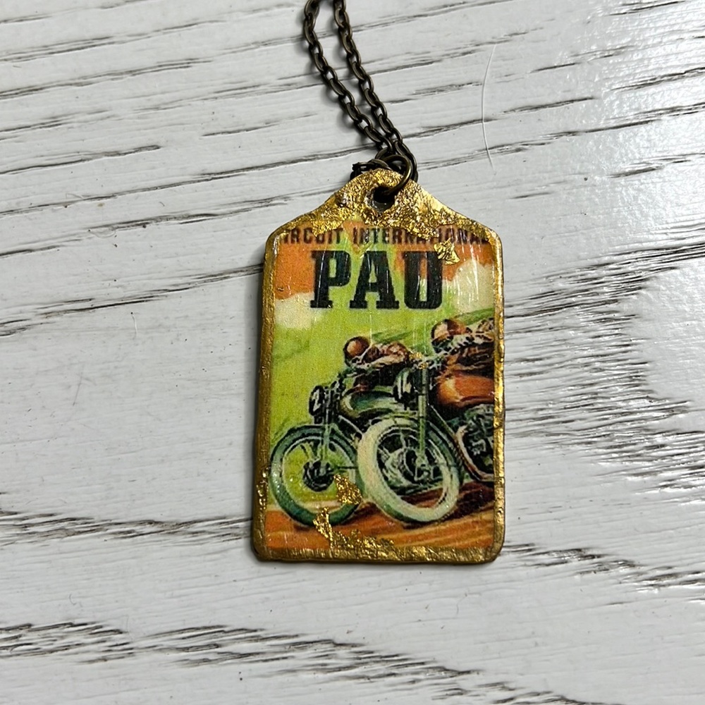 Pao Motorcross Racing Pendant Necklace